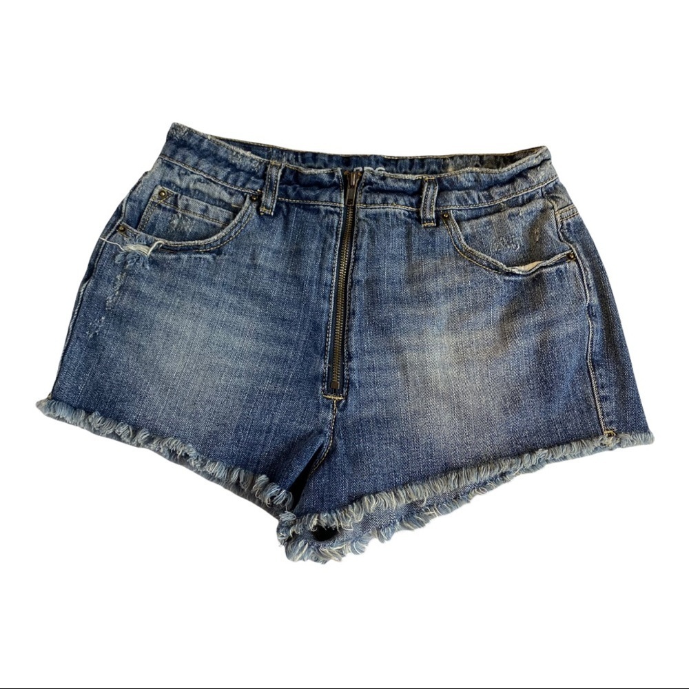 BDG Super High Rise Cheeky 29W Distressed Shorts.